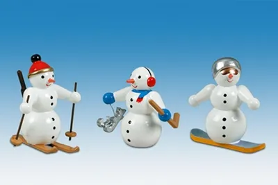 Produktbild von Holzfigur Schneemänner 3tlg. Höhe 6,5cm NEU