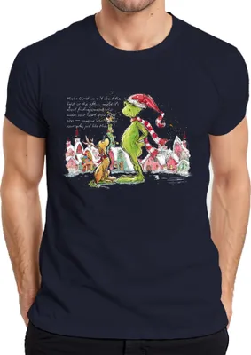 Obrázek produktu pro Vánoce možná nejsou o světlech Grinch Weihnachten lustig Herren T-Shirt, Navy, XL