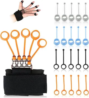 Produktbild von Unyqoos® Fingertrainer 4-in-1 (20/40/60/75 lbs) – Silikon Finger-Extensor zur Stärkung von Fingern, Handgelenk und Unterarm, verstellbare Widerstände