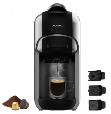 Zdjęcie produktu dla Cecotec FreeStyle Compact, Ekspres do kawy na kapsułki, 0,6 l, Kapsułka kawy, Kawa mielona, 1450 W, Czarny, Szary