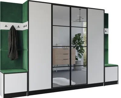 Produktbild von KIER FURNITURE Kleiderschrank EDEN, Schlafzimmer Schrank, Garderobeschrank, Flurschrank Weiß & Grün 312,8x205x39 cm