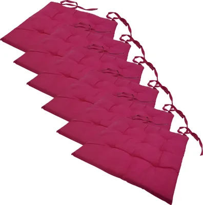 Produktbild von Stuhlkissen 40x40 cm ComfySeat - Sitzkissen mit Bändern / Schleife, 9-fache Steppung - Indoor & Outdoor, Farbe:Berry, Set:6er Set