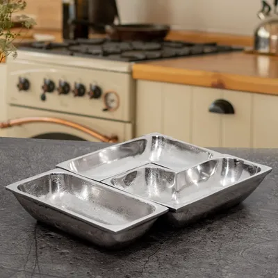 Produktbild von Snackschalen, 3 Teilig, Aluminium, gebürstet, Auslage