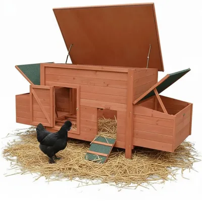 Produktbild von Mucola Hühnerstall Hühnerhaus XXL Geflügelstall Hasenstall 2 Eiablagen Holz Kaninchenkäfig Hühnervoliere Kleintier Huhngehege