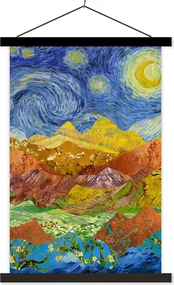Produktbild von MuchoWow® Textilposter Van Gogh - Alte Meister - Malerei 120x180 cm mit schwarzem Rahmen - Fotos
