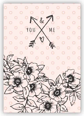 Produktbild von 4x Schicke Liebes Grußkarte mit Herz und Blumen nicht nur zum Valentinstag: you & me