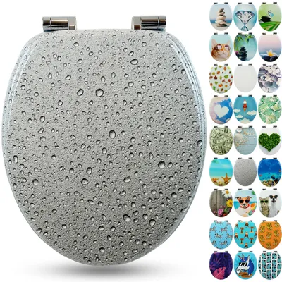 Produktbild von Sanfino® Premium WC Sitz "Grey Splash II" hochwertiger Toilettendeckel mit Absenkautomatik aus Holz, hoher Sitzkomfort & einfache Montage