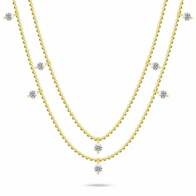 Produktbild von Double Cubic Zirkonia Kugel Halskette NCL187Y