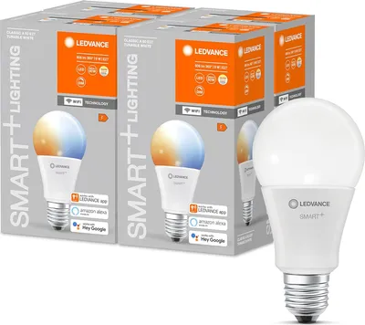 Produktbild von 4 x Ledvance LED Smart+ Birne A60 9W = 60W E27 matt 806lm Tunable White 2700K-6500K Dimmbar App Google Alexa WiFi
