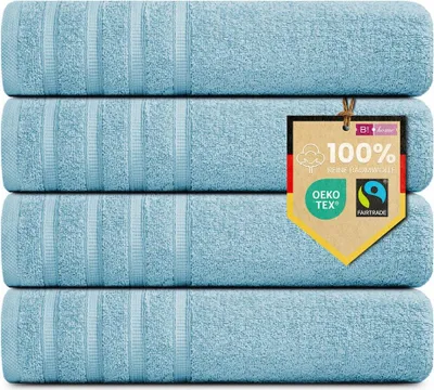 Produktbild von 4er Set Duschtücher Plain hellblau 70x140 : 70x140 : Hellblau