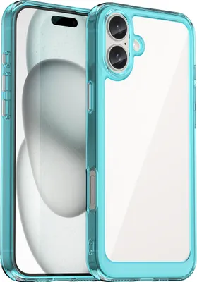 Produktbild von Schutzhülle für iPhone 16 Plus Klar Rückseite Stoßfeste TPU Silikon Bumper Hülle Hellblau