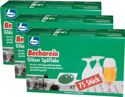 Produktbild von Dr. Becher Becharein Gläser Spültabs 75 Tabs für die Gläserreinigung (3er Pack)