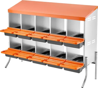 Obrázek produktu pro SucceBuy dvoupatrové hnízdo pro nosnice 1320x525x990 mm, 10 přihrádek, kovové hnízdo pro slepice s robustními nohami a větracími otvory, hnízda pro drůbež, rolovací hnízdo, vhodné pro slepice, kachny, kuřata a další drůbež