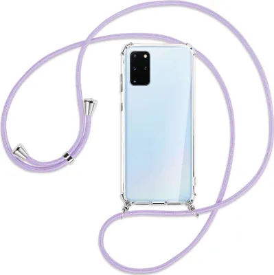 Produktbild von Handykette Backcover-Schutzhülle mit Band (Metall silberfarben) für Samsung Galaxy S20 Plus - violett