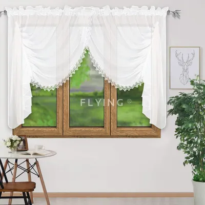 Obrázok produktu pre Voálová záclona s volánovou páskou do obývacej izby Kuchynská záclona LB-11-2, 150x400 cm