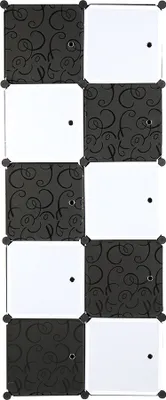 Produktbild von FCH Kleiderschrank mit 1 Kleiderstange, DIY Baukastensystem, steckbare Trennwände, tiefe Ausführung, 5 Ebenen mit 10 Fächern, 72x47x142cm, schwarz und weiß