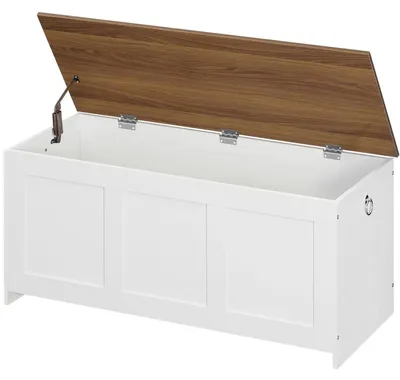 Produktbild von Aufbewahrungstruhe Sitzbank mit Stauraum 100 cm Weiß Walnuss 100 x 40 x 41 cm