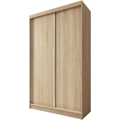 Produktbild von BEAUTYSOFA Kleiderschrank MARIO II 120 cm Eiche Sonoma – Schwebetürenschrank mit 2 Schubladen, 2 Schiebetüren, Regale & Kleiderstange, ohne Spiegel