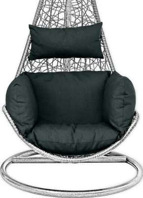 A close-up studio shot of a hanging chair cushion set.