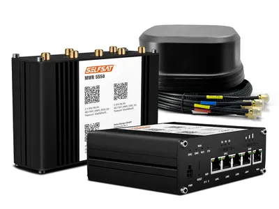 Produktbild von SELFSAT MWR 5550 5G Cat 20 WLAN Router bis 3,3 Gbps inkl. SATCO 5G Antenne schwarz