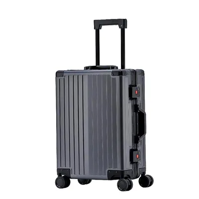 Produktbild von Aluminium Reisekoffer grau 77 cm groß Rollen Trolley Hartschalen-Koffer bei Bowatex
