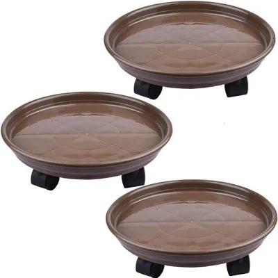 Productafbeelding van Famanu plantenbakset met wielen - Ronde bloempotten, 30 cm