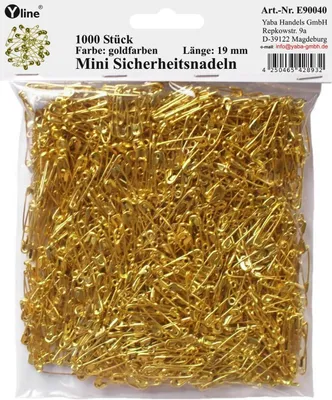 Zdjęcie produktu dla Agrafki 19 mm, 1000 sztuk, złoty kolor, do rękodzieła