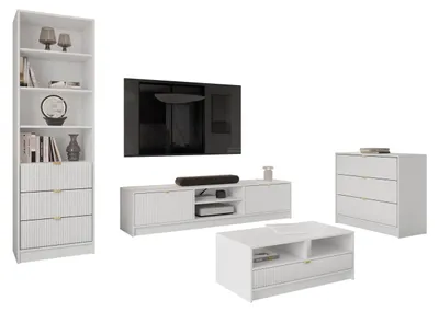 Produktbild von MIRJAN24 Wohnzimmer-Set Tireno VII, Wohnzimmer vom Hersteller (Farbe: Weiß Velvet)