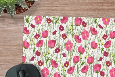 Produktbild von MuchoWow® Schreibtischunterlage Blumen - Gras - Mohn 80x40 cm - XXL Mauspad - Gaming Mauspad
