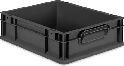 Produktbild von Eurobox NextGen Grip | HxBxT 12x30x40cm | 11 Liter | Griffe geschlossen | Schwarz | Eurobehälter, Transportbox, Transportbehälter, Stapelbehälter