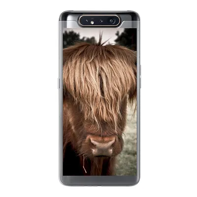 Produktbild von MuchoWow® Handyhülle Schutzhülle Hülle für Samsung Galaxy A80 Schottischer Highlander - Baum - Gras Silikon Softcase Handy Hülle - Schutzdeckel