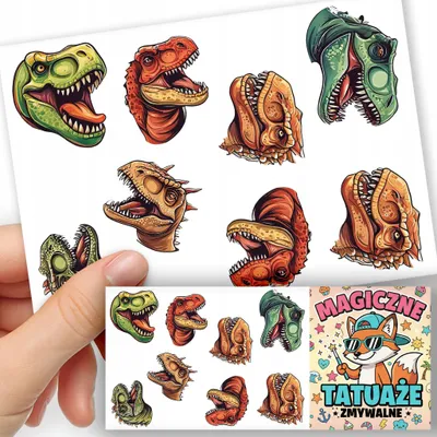 Produktbild von ABWASCHBARE KINDERTATTOOS TEMPORAER - Muster Dinosaurier DINO - 8 St.