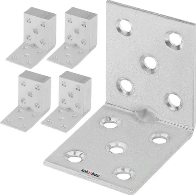 Produktbild von KOTARBAU® 50er Set Winkelverbinder 50 x 50 x 40 x 2 mm mit Sicke Stahl Bauwinkel Montagelöcher Möbelverbinder Verzinkt Schwerlast Holzverbinder Montagewinkel