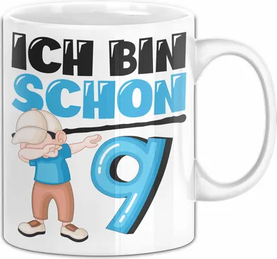 Produktbild von 9. Geburtstag Geschenk Tasse Becher Jungs Dab Geburtstagsgeschenk Ich Bin Schon 9 (Weiß)