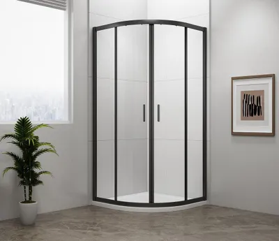 Produktbild von Polysan EASY BLACK Duschabtrennung Viertelkreis 800x800mm, L/R, Klarglas