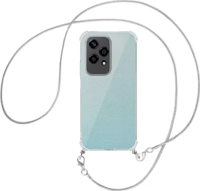 Produktbild von Handykette Backcover-Schutzhülle mit Band (Metall silberfarben) für Honor 200 Lite - silberfarbene Snake-Kette