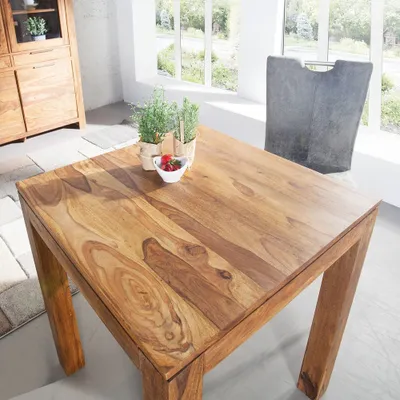 Produktbild von cagü: Design Esstisch [SATNA] aus Sheesham massiv Holz 70cm x 70cm