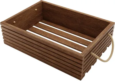 Obrázek produktu pro BOGATECO Přírodní dřevěná bedna | 50 cm x 35 cm x 14,5 cm | Dřevěná bedna | Dekorativní dřevěné bedny | Bedna na ovoce | Bedna na zeleninu | Dřevěná bedna pro skladování | Bedna | Tmavě hnědá