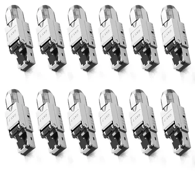 CAT 7 RJ45-Stecker, 12 Stück, werkzeuglos, LSA, STP, 10 Gbit/s, AWG 23-26