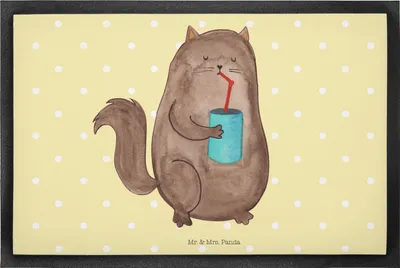 Produktbild von Mr. & Mrs. Panda Schmutzmatte Katze Dose 40 x 60 cm - Gelb Pastell - Geschenk, Haustier, Fußabtreter, Durstig, Katzen, Schmutzfangmatte, Cats, Fussmatte, trinken, Cat
