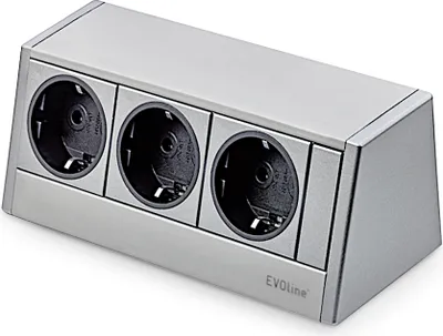 Produktbild von EVOline® R-Dock Aluminium SILBER mit 3 x VDE Steckdosen / Steckdoseneinheit / Steckdosen