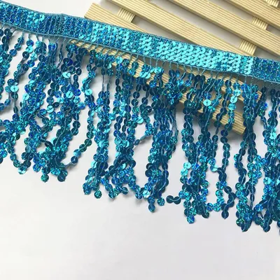 Image de Omgoods - Franges de 16 cm - Ruban décoratif - Pompon pailleté - Accessoires de couture - Loisirs créatifs - Vêtements/Costumes - Ruban de décoration