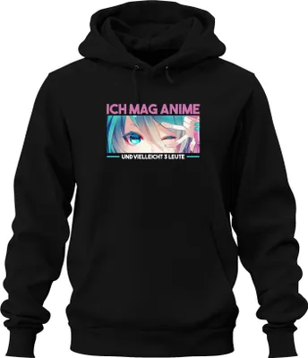 Produktbild von Ich mag Anime und vielleicht 3 Leute Kawaii Otaku Manga Fan Chibi Uni Hoodie Kapuzenpullover, Schwarz, S