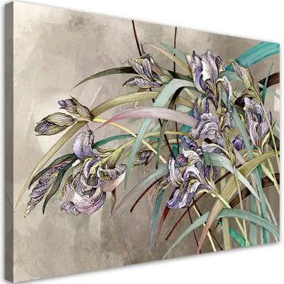 Produktbild von Leinwandbild Blumen Schwertlilien im Wind 90x60 Feeby Beige bild für die wand bereit zum aufhängen