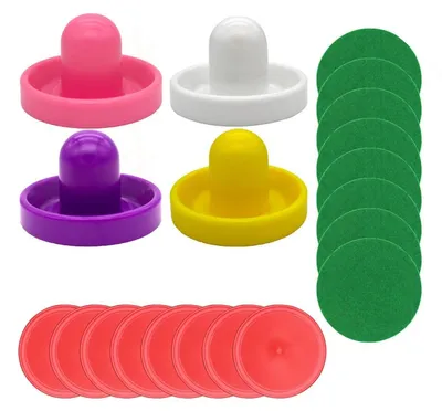 Obrázek produktu pro Sada pro stolní hokej - 4 kusy, vzduchové trysky - 8 kusů, puky - odolný plast - pro domácí použití - klasická výbava - sada pro stolní hokej