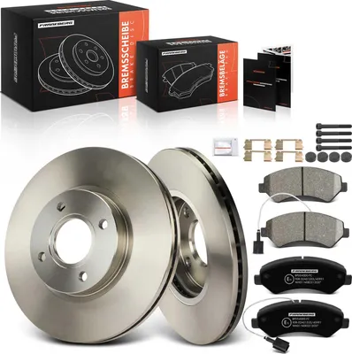 Imagen del producto de Frankberg: 2 discos de freno y 4 pastillas de freno para el eje delantero, compatibles con Citroën Jumper, Fiat Ducato 250 y Peugeot Boxer