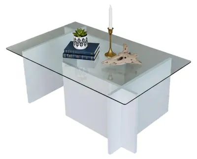 Produktbild von Wohnzimmertisch Asellus, Niedriger Wohnzimmertisch, Kaffeeregal, Couchtisch für Sofa, 105x65h40 cm, Weiß