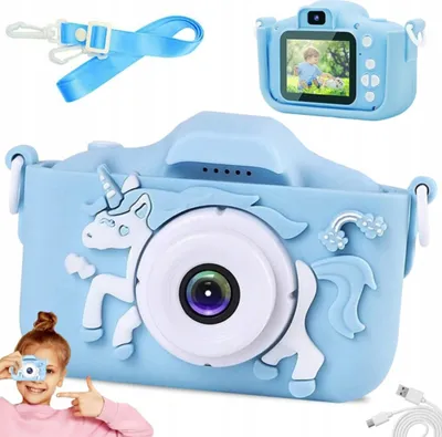 Produktbild von Verk 18258 Dětský digitální fotoaparát jednorožec modrá