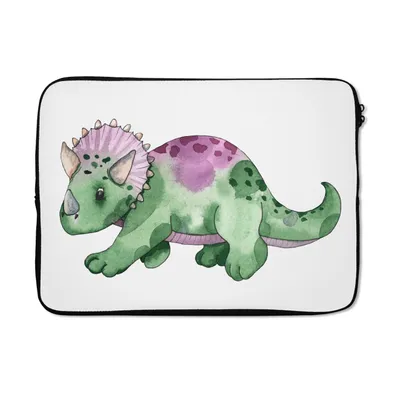 Produktbild von MuchoWow® Laptop Hülle 14 ZollDinosaurier - Kinderzimmer - Grün - Jungen - Mädchen - Kinder Laptoptasche - Laptoptasche - Stoßsicher - Schutzhaube