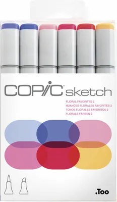 Produktbild von Copic Sketch Set Grafikmarker - Floral Favourite  2 - Nachfüllbar mit Copic Ink - 6 Stk